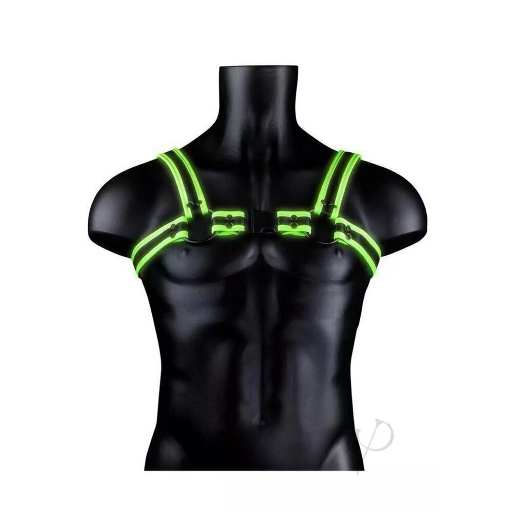 🦋B2G1🦋OUCH! Glow In The Dark NEON GREEN Bonded Leather Buckle Harness | S/M |
